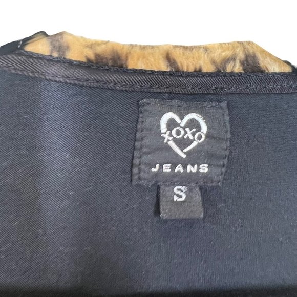 Vintage 90s Black Leopard Print Fuzzy Collar Cardigan Small - Picture 4 of 8